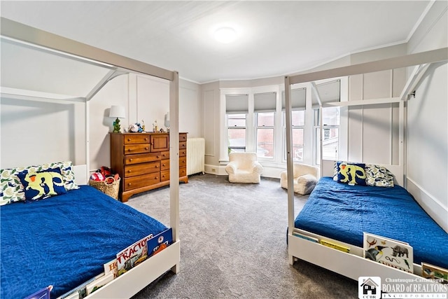 526 Central Ave, Dunkirk-City, NY 14048 - carpeted bedroom featuring radiator and crown molding