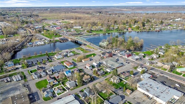 5435 Baldwin St, Cicero, NY 13029 - aerial view of property and surrounding area with a nearby body of water and a notable bridge
