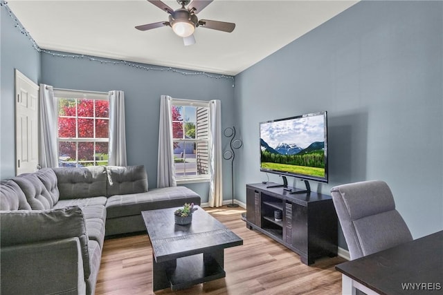 52 Apple Blossom Blvd, Lancaster, NY 14086 - living area with ceiling fan, healthy amount of natural light, and light wood finished floors
