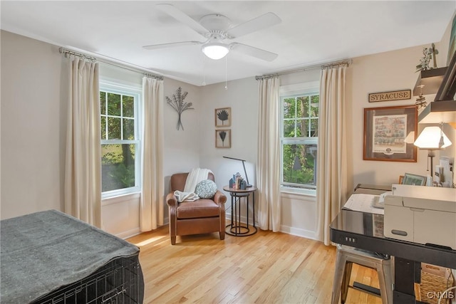 1607 Stolp Ave, Syracuse, NY 13207 - bedroom with light wood-style flooring, baseboards, and ceiling fan