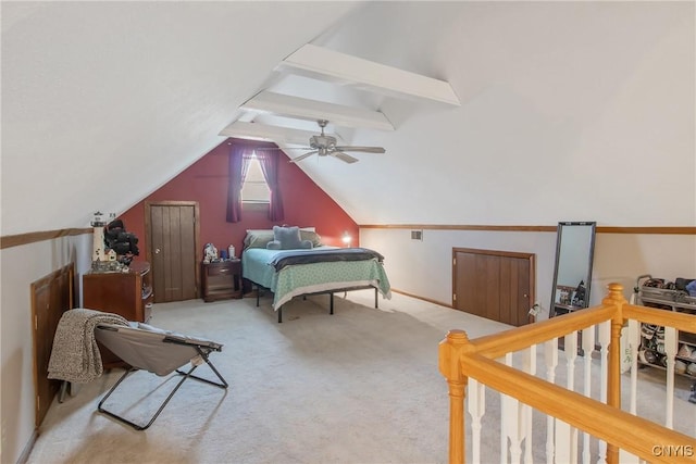1607 Stolp Ave, Syracuse, NY 13207 - carpeted bedroom with lofted ceiling and a ceiling fan