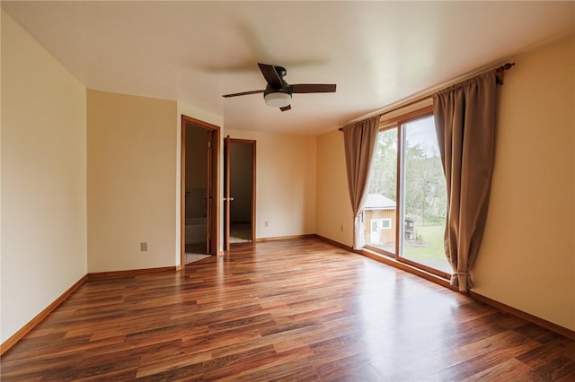 6695 Fisher Rd, Ontario, NY 14589 - spare room featuring wood finished floors, ceiling fan, and baseboards
