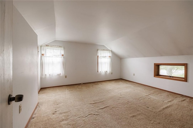 6695 Fisher Rd, Ontario, NY 14589 - additional living space featuring vaulted ceiling, carpet flooring, and baseboards