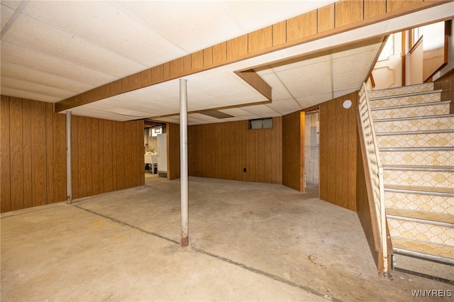 4314 Elmwood Ave, Hamburg, NY 14219 - finished basement with stairway and wood walls