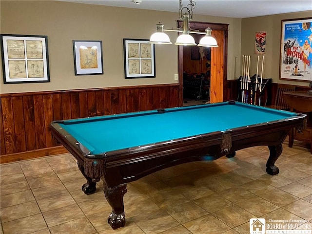 6753 Poverty Hill Rd, Ellicottville, NY 14731 - rec room featuring wainscoting, billiards, and wooden walls