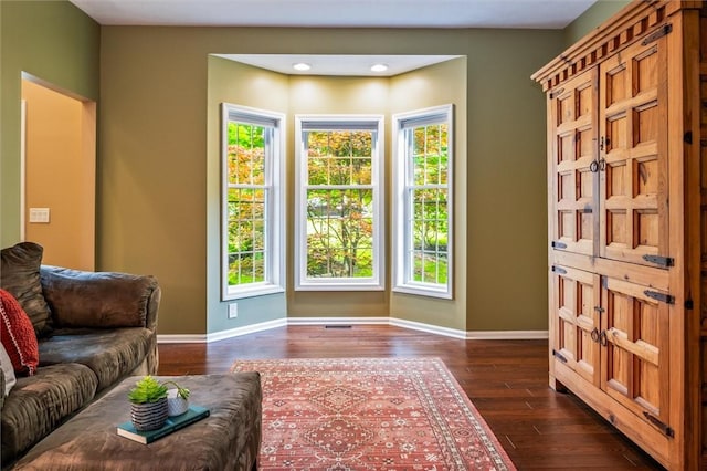 169 Watson Rd, Penfield, NY 14450 - living room featuring plenty of natural light, dark wood-style floors, baseboards, and recessed lighting