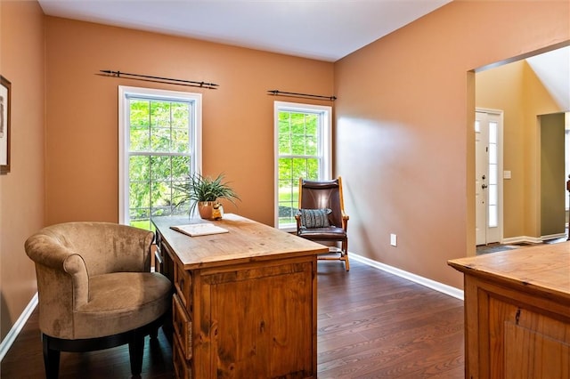 169 Watson Rd, Penfield, NY 14450 - home office with dark wood-style floors and baseboards