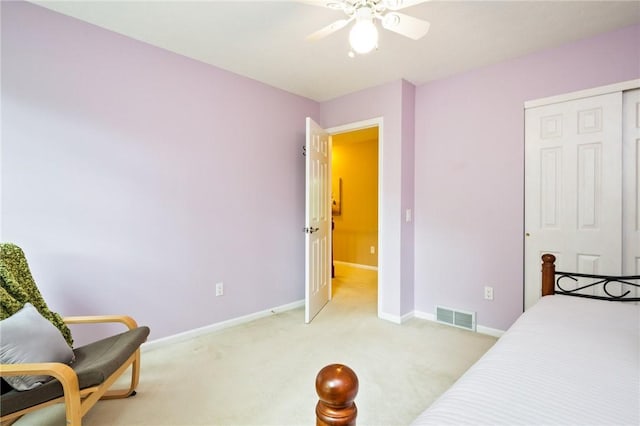 169 Watson Rd, Penfield, NY 14450 - bedroom with light colored carpet, baseboards, and ceiling fan