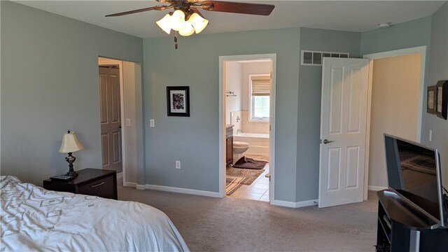 12 Probst Rd, Mendon, NY 14534 - carpeted bedroom with a ceiling fan and connected bathroom