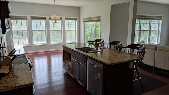 12 Probst Rd, Mendon, NY 14534 - kitchen with appliances with stainless steel finishes, dark wood-style flooring, plenty of natural light, and a kitchen bar