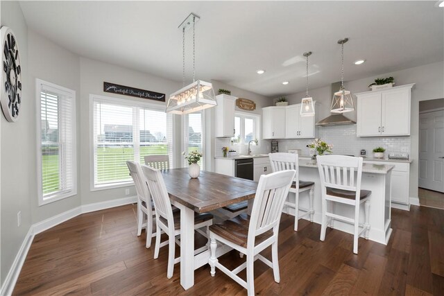 8 Giovanni Ln, Parma, NY 14468 - dining room with dark wood-type flooring, baseboards, and recessed lighting