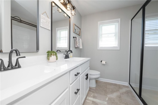 8 Giovanni Ln, Parma, NY 14468 - bathroom with a shower with shower door, healthy amount of natural light, and double vanity