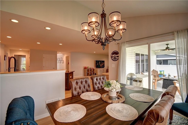 4580 Carlyes Ct, Hamburg, NY 14075 - dining room with recessed lighting, light wood-type flooring, and a chandelier