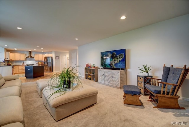 4580 Carlyes Ct, Hamburg, NY 14075 - living room with recessed lighting and light colored carpet