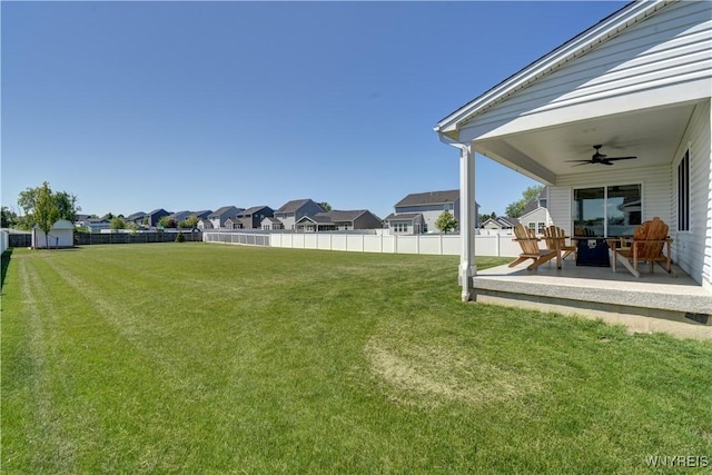 4580 Carlyes Ct, Hamburg, NY 14075 - view of yard with ceiling fan, a residential view, and a patio