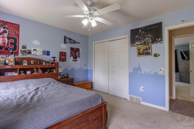 3 Foxwood Dr, Lysander, NY 13027 - bedroom featuring carpet, a closet, ceiling fan, and baseboards