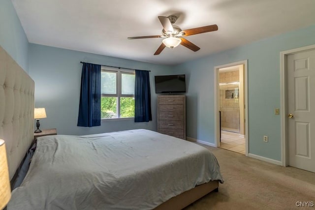 3 Foxwood Dr, Lysander, NY 13027 - bedroom featuring carpet, baseboards, connected bathroom, and a ceiling fan