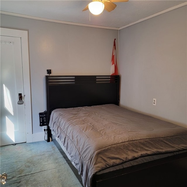 133 California Dr, Greece, NY 14616 - bedroom with carpet floors, crown molding, and a ceiling fan