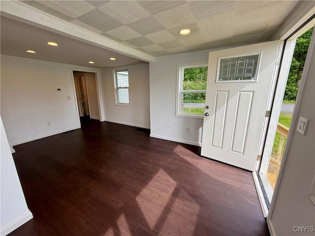 58 Van Ness Rd S, Van Buren, NY 13027 - foyer entrance with dark wood-style flooring and recessed lighting