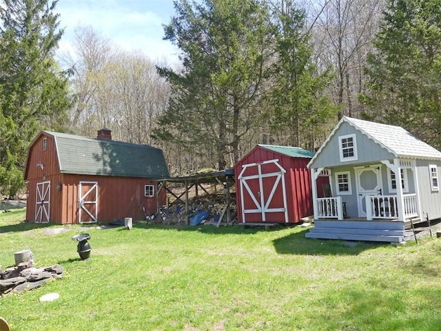 1910 Davis Hollow Rd, Andes, NY 13731 - view of green lawn featuring a barn and an outdoor structure