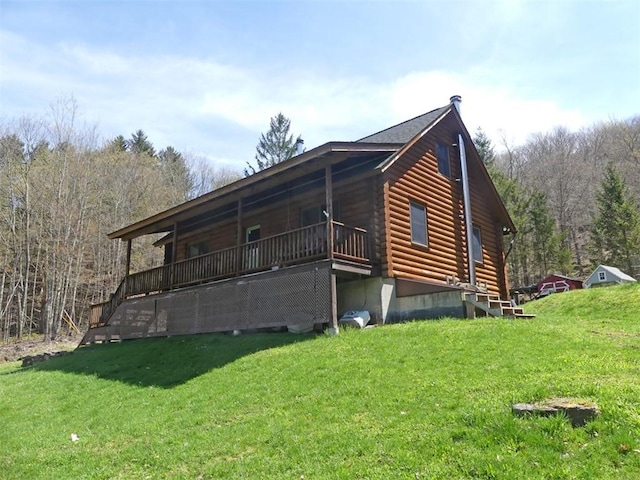 1910 Davis Hollow Rd, Andes, NY 13731 - back of house with a lawn