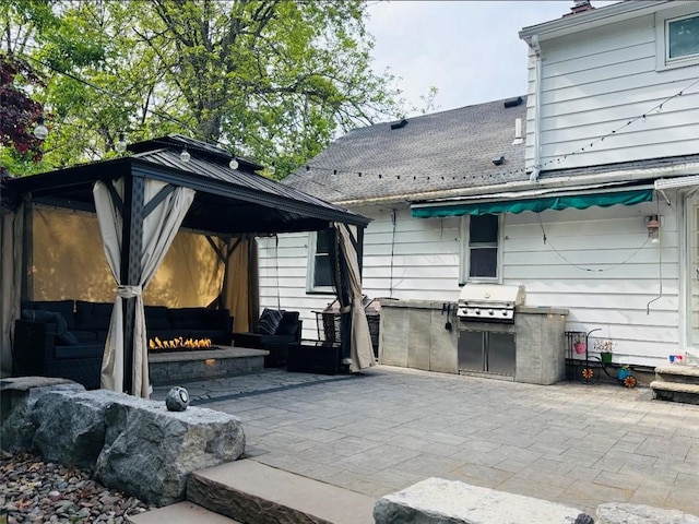 61 Tamarack, Irondequoit, NY 14622 - view of patio / terrace featuring a gazebo and a fire pit