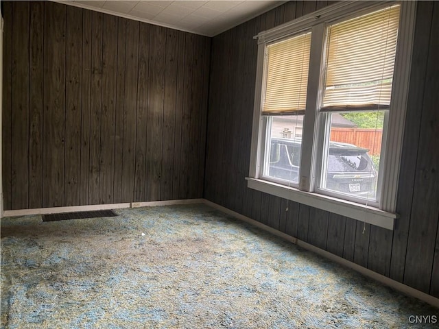 10 Otter Creek Pl, Cortland, NY 13045 - unfurnished room featuring wood walls, carpet flooring, and baseboards