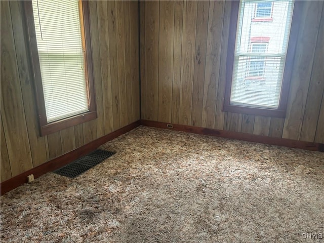 10 Otter Creek Pl, Cortland, NY 13045 - empty room featuring baseboards, carpet, and wooden walls