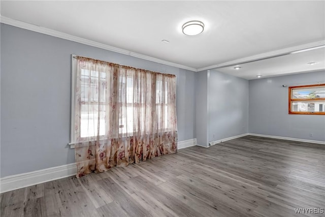 46 Wilkes Ave, Buffalo, NY 14215 - spare room with wood finished floors, ornamental molding, healthy amount of natural light, and baseboards