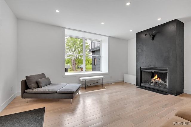 3333 Beebe Rd, Wilson, NY 14108 - sitting room with wood finished floors, recessed lighting, a fireplace, and baseboards