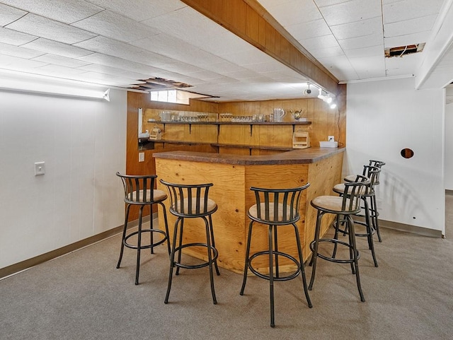 13 W Crest Dr, Gates, NY 14606 - indoor wet bar with carpet floors, wooden walls, and baseboards