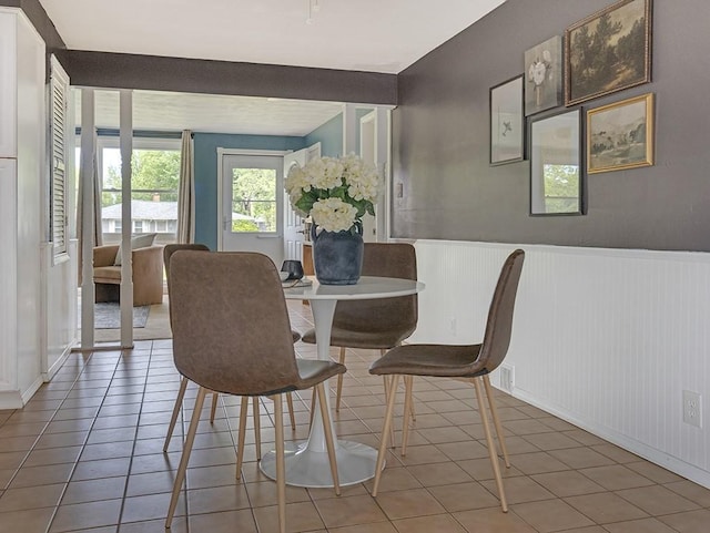13 W Crest Dr, Gates, NY 14606 - tiled dining space featuring wainscoting and baseboards