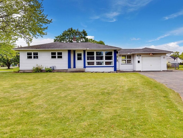 13 W Crest Dr, Gates, NY 14606 - single story home featuring a garage, driveway, a front lawn, a chimney, and entry steps