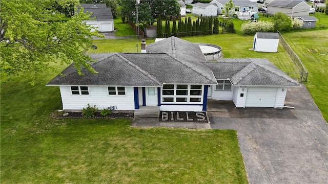13 W Crest Dr, Gates, NY 14606 - single story home with an attached garage, driveway, a shingled roof, and a residential view