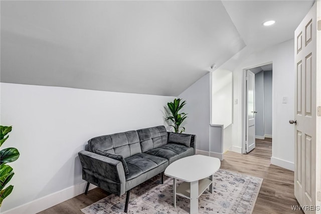 57 Davidson Ave, Buffalo, NY 14215 - living area featuring baseboards, wood finished floors, and lofted ceiling