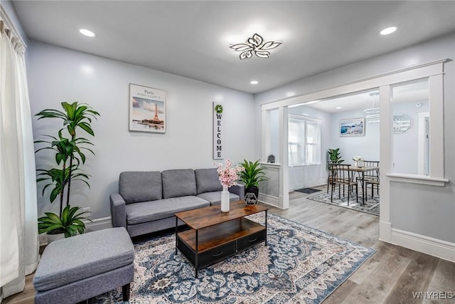 57 Davidson Ave, Buffalo, NY 14215 - living area with wood finished floors, baseboards, and recessed lighting
