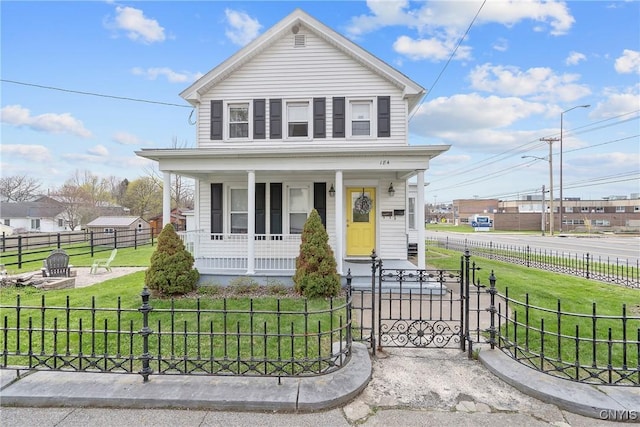 184 Liberty St, Oswego-City, NY 13126 - view of front of property with a porch and a gate