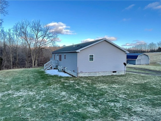 10339 Baker Rd, Portage, NY 14846 - view of property exterior featuring a lawn and an outdoor structure