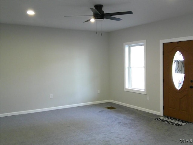 8457 S Main St, Le Ray, NY 13637 - carpeted foyer entrance featuring a ceiling fan, baseboards, and recessed lighting