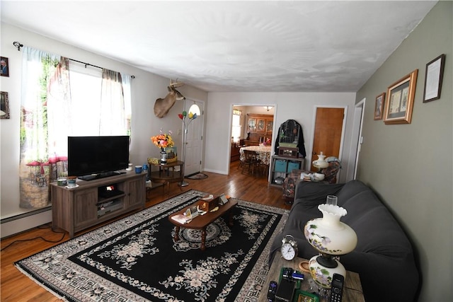 158 Dingman Hill Rd, Bainbridge, NY 13733 - living area with wood finished floors and a baseboard heating unit