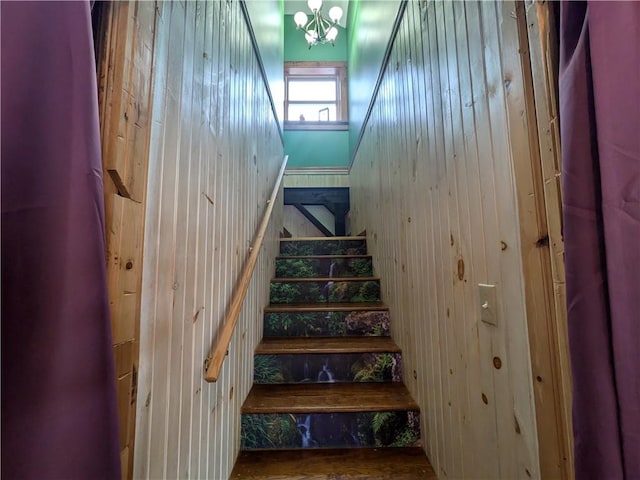 73 Derosia Rd, Lafayette, PA 16738 - stairs featuring a chandelier
