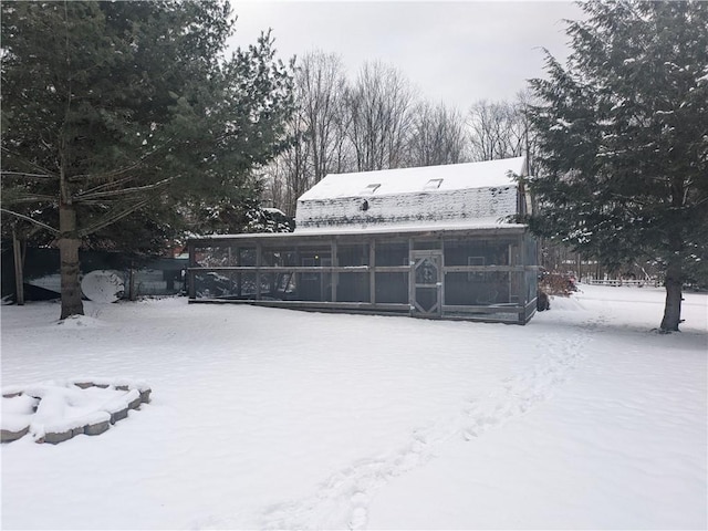 73 Derosia Rd, Lafayette, PA 16738 - view of snow covered back of property