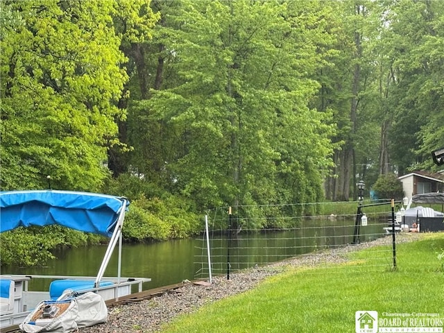 131 Goose Creek Rd, Busti, NY 14710 - water view featuring a heavily wooded area and a boat dock