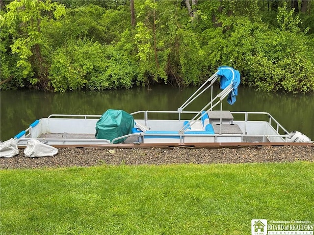 131 Goose Creek Rd, Busti, NY 14710 - dock featuring a water view and a lawn