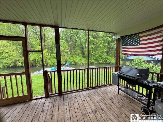 131 Goose Creek Rd, Busti, NY 14710 - sunroom / solarium featuring a water view