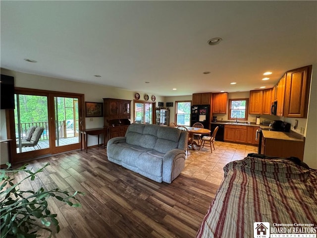 131 Goose Creek Rd, Busti, NY 14710 - living area featuring light wood-type flooring and recessed lighting