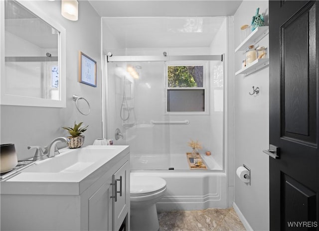 41 Avery Ave, Lackawanna, NY 14218 - full bath with toilet, vanity, enclosed tub / shower combo, and marble finish flooring