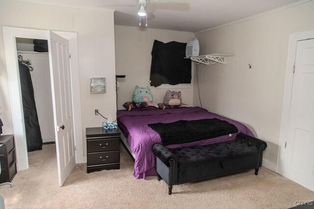 204 E Ellis St, Dewitt, NY 13057 - bedroom with crown molding, light colored carpet, and a ceiling fan