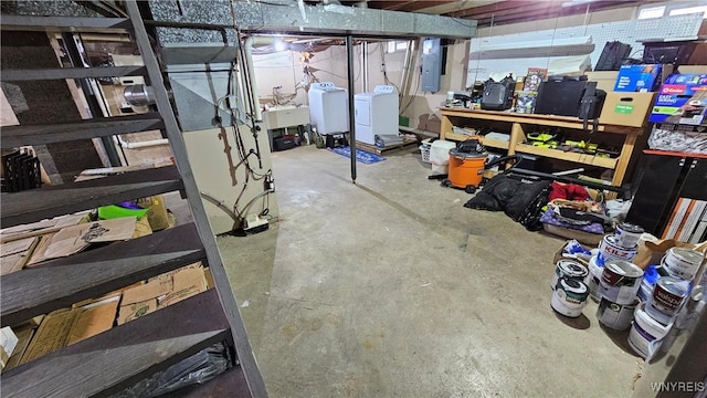 76 Sandra Dr, Cheektowaga, NY 14225 - unfinished basement with washer and dryer, electric panel, and a sink