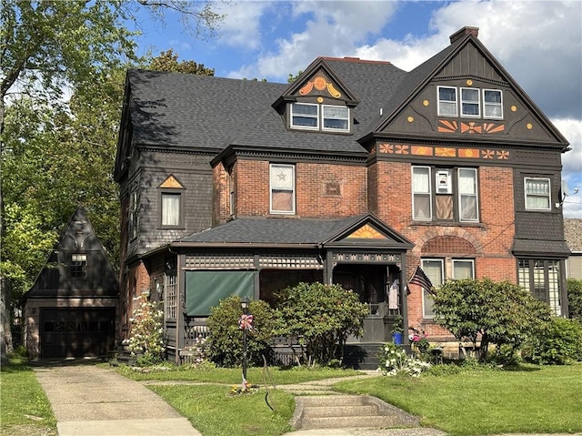 110 Edgar James St, Kane Boro, PA 16735 - view of front of home featuring a front yard, brick siding, and a shingled roof